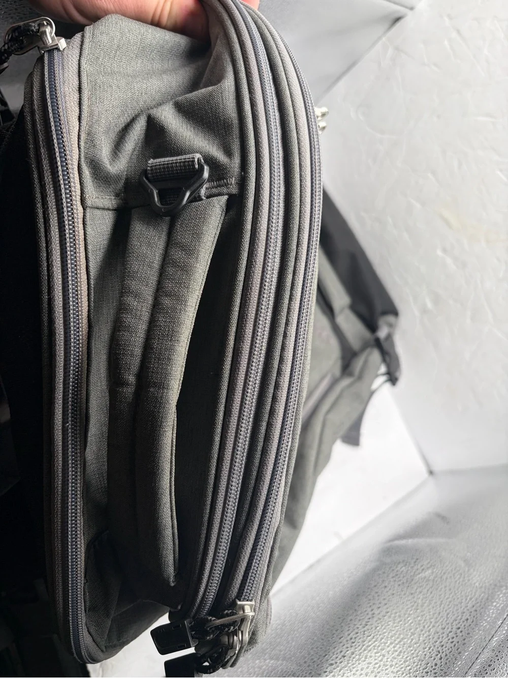 EBags Mother Lode Gray Expandable Convertible Backpack Multi Pocket Orange Lin